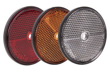 Cofan – Catadióptricos Redondos Homologados Ø60 mm con Agujero Central | Rojo, Ámbar y Blanco